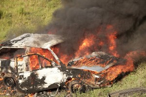В Задонском районе сгорел автомобиль