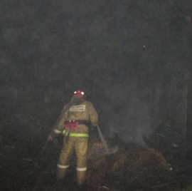 Загорание сена в Становлянском районе