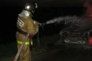 В Добринском районе сгорел автомобиль