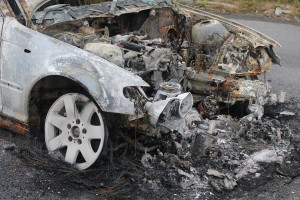 В Добринском районе сгорел автомобиль