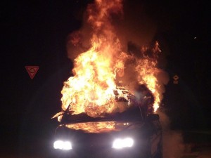 В Лебедяни сгорел автомобиль